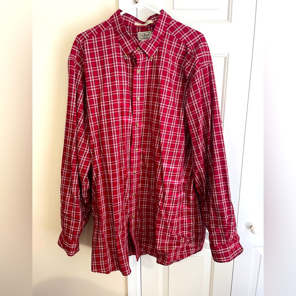 LL Bean Red Plaid Men's Shirt